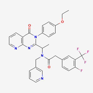 molecular formula C32H27F4N5O3 B1662371 N-[1-[3-(4-ethoxyphenyl)-4-oxopyrido[2,3-d]pyrimidin-2-yl]ethyl]-2-[4-fluoro-3-(trifluoromethyl)phenyl]-N-(pyridin-3-ylmethyl)acetamide CAS No. 473722-68-8