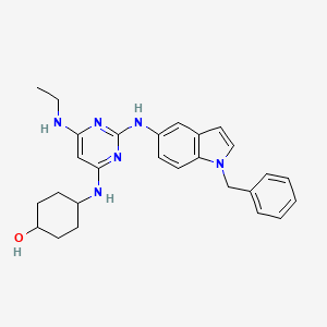molecular formula C27H32N6O B1662398 4-[[6-(Ethylamino)-2-[[1-(phenylmethyl)-5-indolyl]amino]-4-pyrimidinyl]amino]-1-cyclohexanol CAS No. 359886-84-3