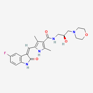 molecular formula C23H27FN4O4 B1662422 5-[(Z)-(5-fluoro-2-oxo-1H-indol-3-ylidene)methyl]-N-[(2S)-2-hydroxy-3-morpholin-4-ylpropyl]-2,4-dimethyl-1H-pyrrole-3-carboxamide CAS No. 452105-23-6