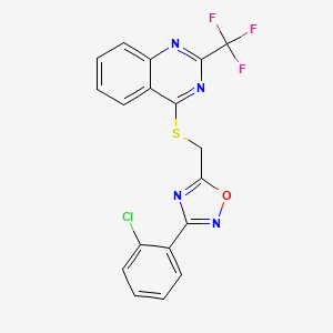 molecular formula C18H10ClF3N4OS B1662433 4-({[3-(2-Chlorophenyl)-1,2,4-oxadiazol-5-yl]methyl}sulfanyl)-2-(trifluoromethyl)quinazoline CAS No. 920882-18-4