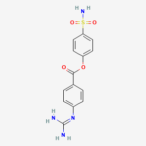 molecular formula C14-H14-N4-O4-S B1662445 4-Sulfamoylphenyl 4-guanidinobenzoate methanesulfonate CAS No. 76472-28-1
