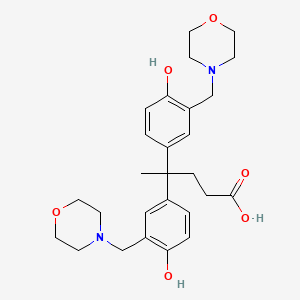 molecular formula C27H36N2O6 B1662449 Benzenebutanoic acid, 4-hydroxy-g-[4-hydroxy-3-(4-morpholinylmethyl)phenyl]-g-methyl-3-(4-morpholinylmethyl)- CAS No. 6634-56-6