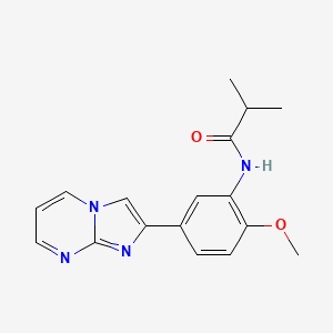B1662458 N-[5-(2-imidazo[1,2-a]pyrimidinyl)-2-methoxyphenyl]-2-methylpropanamide CAS No. 847387-93-3
