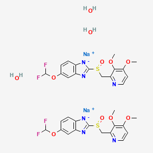 molecular formula C16H15F2N3O4S . 3/2H2 O . Na B1662483 Pantoprazole sodium sesquihydrate CAS No. 164579-32-2