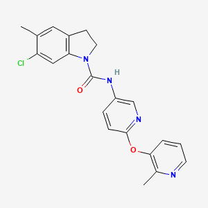 molecular formula C21H21Cl3N4O2 B1662498 6-氯-5-甲基-N-(6-((2-甲基吡啶-3-基)氧基)吡啶-3-基)吲哚-1-甲酰胺二盐酸盐 CAS No. 181632-25-7