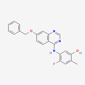 molecular formula C22H18FN3O2 B1662502 5-((7-(苄氧基)喹唑啉-4-基)氨基)-4-氟-2-甲基苯酚 CAS No. 193001-14-8