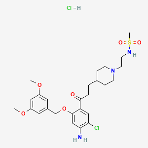 molecular formula C26H37Cl2N3O6S B1662568 N-[2-[4-[3-[4-amino-5-chloro-2-[(3,5-dimethoxyphenyl)methoxy]phenyl]-3-oxopropyl]piperidin-1-yl]ethyl]methanesulfonamide;hydrochloride CAS No. 167710-87-4