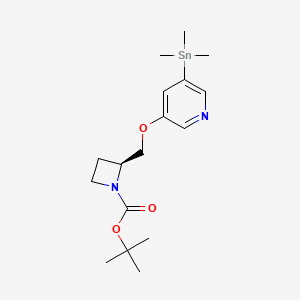 molecular formula C17H28N2O3Sn B1662582 5-碘-A-85380，5-三甲基锡基 N-叔丁氧羰基衍生物 CAS No. 213766-21-3