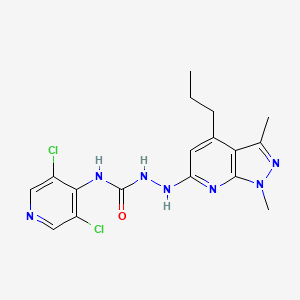 molecular formula C17H19N7OCl2 B1662604 1-(3,5-Dichloropyridin-4-yl)-3-[(1,3-dimethyl-4-propylpyrazolo[3,4-b]pyridin-6-yl)amino]urea CAS No. 547756-93-4