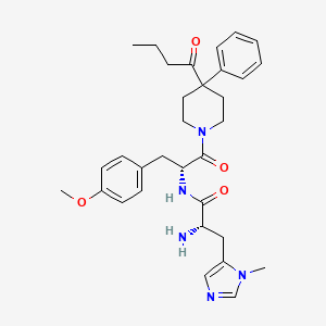 B1662630 (2S)-2-Amino-N-[(2R)-1-(4-butanoyl-4-phenylpiperidin-1-yl)-3-(4-methoxyphenyl)-1-oxopropan-2-yl]-3-(3-methylimidazol-4-yl)propanamide CAS No. 457893-92-4
