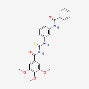 B1662636 N-[[[3-[(Benzoyl)amino]phenyl]amino](thioxo)methyl]-3,4,5-trimethoxybenzamide CAS No. 330829-30-6