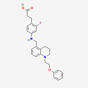 B1662650 3-[2-fluoro-4-[[1-(2-phenoxyethyl)-3,4-dihydro-2H-quinolin-5-yl]methylamino]phenyl]propanoic acid CAS No. 1030846-42-4