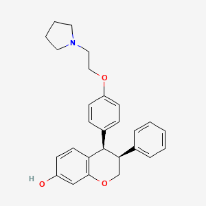 2H-1-Benzopyran-7-ol, 3,4-dihydro-3-phenyl-4-(4-(2-(1-pyrrolidinyl)ethoxy)phenyl)-, cis-(-)-