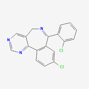 molecular formula C₁₈H₁₁Cl₂N₃ B1662744 9-Chloro-7-(2-chlorophenyl)-5H-pyrimido(5,4-d)(2)benzazepine CAS No. 76988-39-1