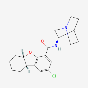 molecular formula C₂₀H₂₅ClN₂O₂ B1662762 4-Dibenzofurancarboxamide, N-1-azabicyclo(2.2.2)oct-3-yl-2-chloro-5a,6,7,8,9,9a-hexahydro-, (5aS-(4(R*),5aalpha,9aalpha))- CAS No. 136174-04-4