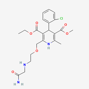 molecular formula C₂₂H₂₈ClN₃O₆ B1662765 3-O-乙基 5-O-甲基 2-[2-[(2-氨基-2-氧代乙基)氨基]乙氧基甲基]-4-(2-氯苯基)-6-甲基-1,4-二氢吡啶-3,5-二羧酸酯 CAS No. 88150-59-8