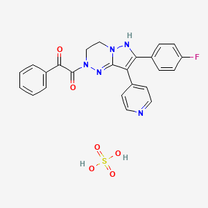 molecular formula C24H20FN5O6S B1662783 1-(7-(4-Fluorophenyl)-8-(pyridin-4-yl)-3,4-dihydropyrazolo[5,1-c][1,2,4]triazin-2(1H)-yl)-2-phenylethane-1,2-dione sulfate CAS No. 158876-66-5