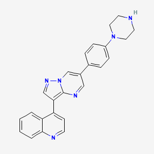 molecular formula C25H22N6 B1662814 4-(6-(4-(Piperazin-1-yl)phenyl)pyrazolo[1,5-a]pyrimidin-3-yl)quinoline CAS No. 1062368-24-4