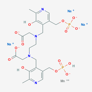 B1662857 Trisodium;2-[2-[carboxylatomethyl-[[2-methyl-3-oxido-5-(phosphonatooxymethyl)pyridin-4-yl]methyl]amino]ethyl-[[2-methyl-3-oxido-5-(phosphonatooxymethyl)pyridin-4-yl]methyl]amino]acetate;hydron;manganese(2+) CAS No. 140678-14-4