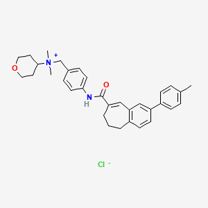 B1662921 N,N-Dimethyl-N-(4-(((2-(4-methylphenyl)-6,7-dihydro-5H-benzocyclohepten-8-yl)carbonyl)amino)benzyl)tetrahydro-2H-pyran-4-aminium chloride CAS No. 229005-80-5