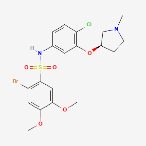 molecular formula C19H22BrClN2O5S B1662956 2-Bromo-N-[4-chloro-3-[[(3R)-1-methyl-3-pyrrolidinyl]oxy]phenyl]-4,5-dimethoxybenzenesulfonamide CAS No. 474960-44-6