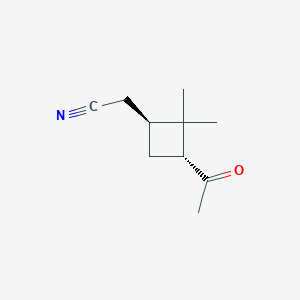 molecular formula C10H15NO B166296 2-[(1S,3R)-3-acetyl-2,2-dimethylcyclobutyl]acetonitrile CAS No. 131488-86-3