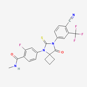 molecular formula C22H16F4N4O2S B1662965 4-[7-[4-cyano-3-(trifluoromethyl)phenyl]-8-oxo-6-sulfanylidene-5,7-diazaspiro[3.4]octan-5-yl]-2-fluoro-N-methylbenzamide CAS No. 915087-27-3