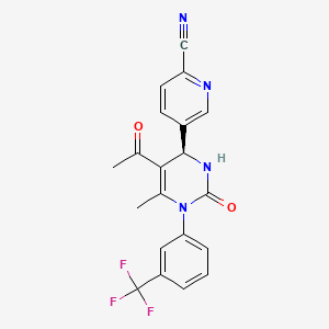 B1662980 5-[(6r)-5-Ethanoyl-4-Methyl-2-Oxidanylidene-3-[3-(Trifluoromethyl)phenyl]-1,6-Dihydropyrimidin-6-Yl]pyridine-2-Carbonitrile CAS No. 675103-36-3
