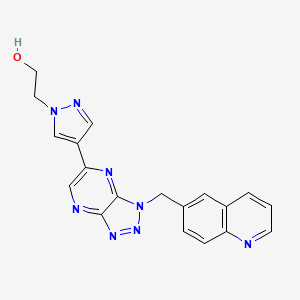 molecular formula C19H16N8O B1663016 2-(4-(1-(quinolin-6-ylmethyl)-1H-[1,2,3]triazolo[4,5-b]pyrazin-6-yl)-1H-pyrazol-1-yl)ethanol CAS No. 1159490-85-3