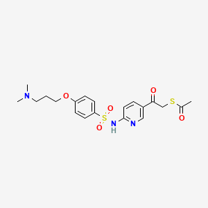 molecular formula C20H25N3O5S2 B1663023 S-(2-(6-(4-(3-(二甲氨基)丙氧基)苯磺酰胺基)吡啶-3-基)-2-氧代乙基) 乙硫酸酯 CAS No. 940943-37-3