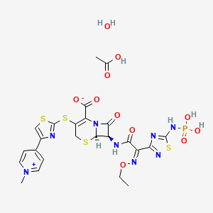 molecular formula C22 H22 N8 O8 P S4 . C2 H3 O2 . H2 O B1663062 Ceftaroline fosamil acetate CAS No. 866021-48-9