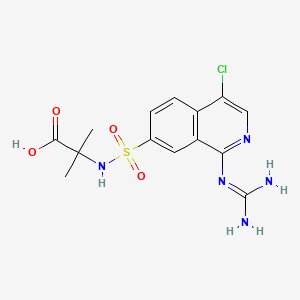 molecular formula C14H16ClN5O4S B1663087 2-[[4-Chloro-1-(diaminomethylideneamino)isoquinolin-7-yl]sulfonylamino]-2-methylpropanoic acid CAS No. 256477-09-5