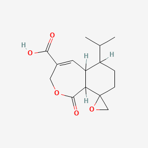 molecular formula C15H20O5 B1663096 1-Oxo-6-propan-2-ylspiro[3,5a,6,7,8,9a-hexahydro-2-benzoxepine-9,2'-oxirane]-4-carboxylic acid CAS No. 74310-84-2