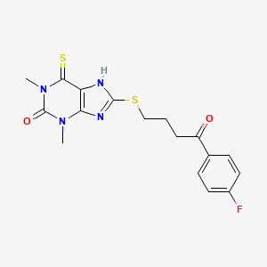 molecular formula C17H17FN4O2S2 B1663109 Butyrophenone, p-fluoro-4-(1,2,3,6-tetrahydro-1,3-dimethyl-2-oxo-6-thionopurin-8-ylthio)- CAS No. 6505-98-2
