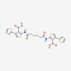 molecular formula C24H20N2O6S4 B1663112 2-[[6-[(3-Carboxy-4-thiophen-2-ylthiophen-2-yl)amino]-6-oxohexanoyl]amino]-4-thiophen-2-ylthiophene-3-carboxylic acid CAS No. 342595-05-5