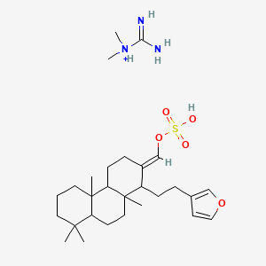 molecular formula C28H47N3O5S B1663117 Carbamimidoyl(dimethyl)azanium;[(E)-[1-[2-(furan-3-yl)ethyl]-4b,8,8,10a-tetramethyl-1,3,4,4a,5,6,7,8a,9,10-decahydrophenanthren-2-ylidene]methyl] hydrogen sulfate CAS No. 94203-53-9