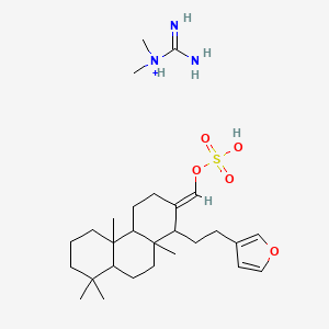 Carbamimidoyl(dimethyl)azanium;[(E)-[1-[2-(furan-3-yl)ethyl]-4b,8,8,10a-tetramethyl-1,3,4,4a,5,6,7,8a,9,10-decahydrophenanthren-2-ylidene]methyl] hydrogen sulfate