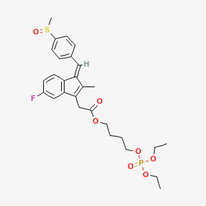 molecular formula C28H34FO7PS B1663129 4-diethoxyphosphoryloxybutyl 2-[(3Z)-6-fluoro-2-methyl-3-[(4-methylsulfinylphenyl)methylidene]inden-1-yl]acetate CAS No. 1118973-90-2