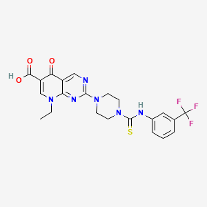 molecular formula C22H21F3N6O3S B1663144 8-Ethyl-5-oxo-2-[4-[[3-(trifluoromethyl)phenyl]carbamothioyl]piperazin-1-yl]pyrido[2,3-d]pyrimidine-6-carboxylic acid CAS No. 634175-34-1