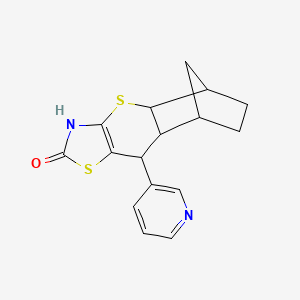 molecular formula C16H16N2OS2 B1663157 (4aR,5S,8R)-9-(pyridin-3-yl)-3,4a,5,6,7,8,8a,9-octahydro-2H-5,8-methanothiochromeno[2,3-d]thiazol-2-one CAS No. 1212185-26-6