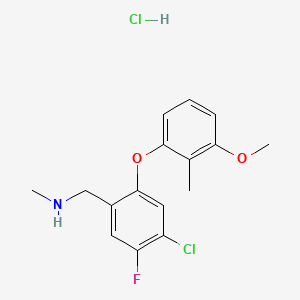B1663165 1-[4-Chloro-5-fluoro-2-(3-methoxy-2-methylphenoxy)phenyl]-N-methylmethanamine;hydrochloride CAS No. 879091-80-2