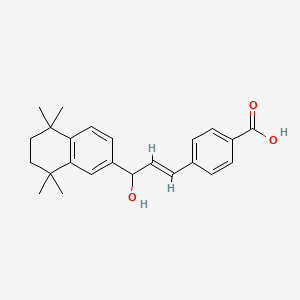 molecular formula C24H28O3 B1663166 4-[(E)-3-hydroxy-3-(5,5,8,8-tetramethyl-6,7-dihydronaphthalen-2-yl)prop-1-enyl]benzoic Acid CAS No. 144006-45-1