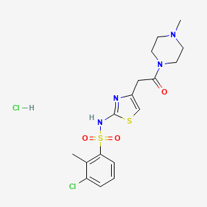 B1663171 3-chloro-2-methyl-N-[4-[2-(4-methylpiperazin-1-yl)-2-oxoethyl]-1,3-thiazol-2-yl]benzenesulfonamide;hydrochloride CAS No. 376641-65-5