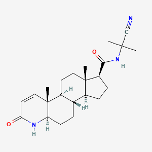molecular formula C₂₃H₃₃N₃O₂ B1663196 (1S,3aS,3bS,5aR,9aR,9bS,11aS)-N-(2-cyanopropan-2-yl)-9a,11a-dimethyl-7-oxo-1,2,3,3a,3b,4,5,5a,6,9b,10,11-dodecahydroindeno[5,4-f]quinoline-1-carboxamide CAS No. 149281-19-6