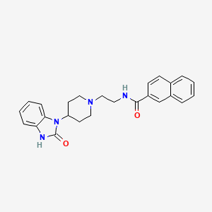 B1663210 N-(2-(4-(2-Oxo-2,3-dihydro-1H-benzo[d]imidazol-1-yl)piperidin-1-yl)ethyl)-2-naphthamide CAS No. 1130067-18-3