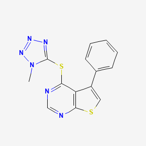 molecular formula C14H10N6S2 B1663220 4-[(1-Methyl-5-tetrazolyl)thio]-5-phenylthieno[2,3-d]pyrimidine CAS No. 571149-48-9