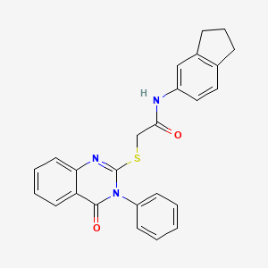 N-(2,3-dihydro-1H-inden-5-yl)-2-[(4-oxo-3-phenyl-2-quinazolinyl)thio]acetamide