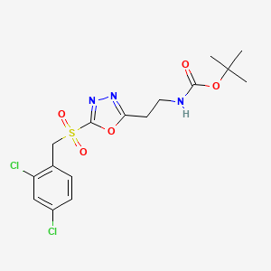 B1663235 N-[2-[5-[(2,4-dichlorophenyl)methylsulfonyl]-1,3,4-oxadiazol-2-yl]ethyl]carbamic acid tert-butyl ester CAS No. 850749-39-2