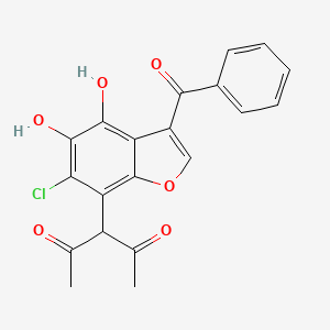 B1663239 3-(3-Benzoyl-6-chloro-4,5-dihydroxy-7-benzofuranyl)pentane-2,4-dione CAS No. 352553-38-9
