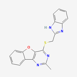 B1663240 4-(1H-benzimidazol-2-ylmethylthio)-2-methylbenzofuro[3,2-d]pyrimidine CAS No. 847163-23-9